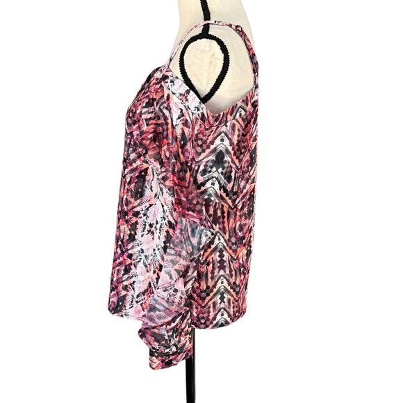 Bar III X-Small Button-Up Top Cold-Shoulder Long Ruffled Sleeve Abstract Snake - Picture 8 of 11